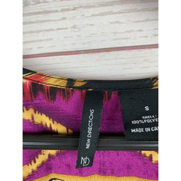 New Directions Kimono Womens Small Open Front Fringe‎ Pink/Black - Picture 3 of 6